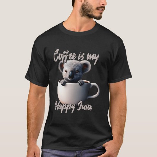 コーヒーは私の幸せのジュースコアラ Tシャツ (正面)