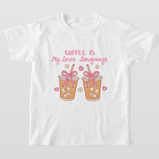 コーヒーは私の愛の言葉 – かわいい女の子のコーヒー Tシャツ