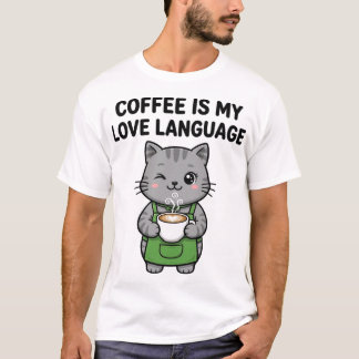 コーヒーは私の愛の言葉 ネコTシャツ Tシャツ