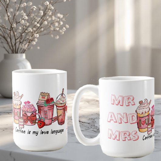 コーヒーは私の愛の言葉 ファンキーな夫婦のペア コーヒーマグカップ