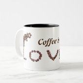 コーヒーは私の愛カフェインコーヒー豆 ツートーンマグカップ (正面左)