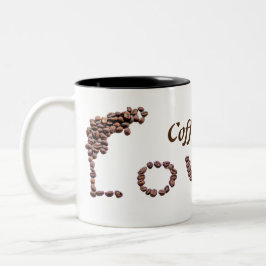 コーヒーは私の愛カフェインコーヒー豆 ツートーンマグカップ