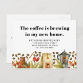 コーヒーは私の新しい家の引用文移動で醸造 案内ポストカード (正面/裏面)