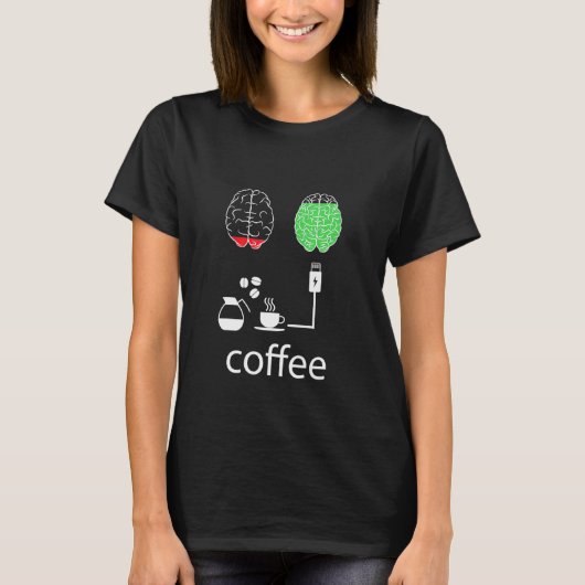 コーヒーは私の気分を充電 Tシャツ (正面)