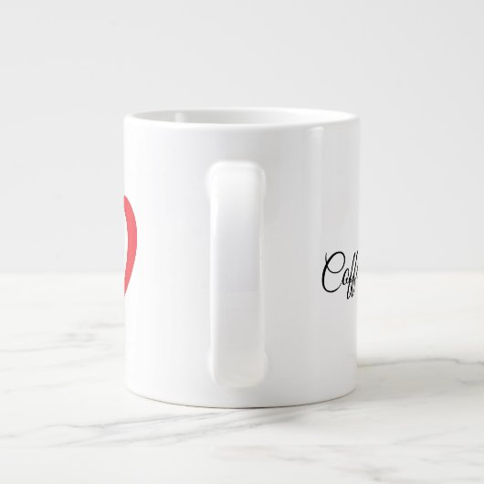 コーヒーは私の真の愛のマグ赤いハート ジャンボコーヒーマグカップ (裏面)