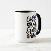 コーヒーは私の精神の動物で、手で文字 マグカップ (正面右)