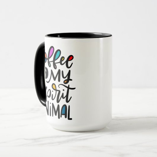 コーヒーは私の精神の動物で、手で文字 マグカップ (正面左)