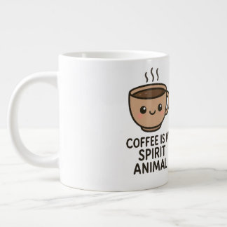 コーヒーは私の精神動物のおもしろマグカップ ジャンボコーヒーマグカップ