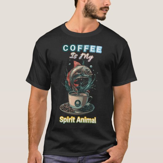 コーヒーは私の精神動物 - 笑えるミーム Tシャツ (正面)