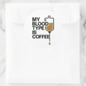 コーヒーは私の血液型シールだ ラウンドシール (バッグ)