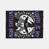 コーヒーは私の魔女の醸造酒レトロハロウィーン魔女Br フリースブランケット (正面(横))