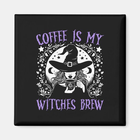 コーヒーは私の魔女の醸造酒レトロハロウィーン魔女Br マグネット (正面)