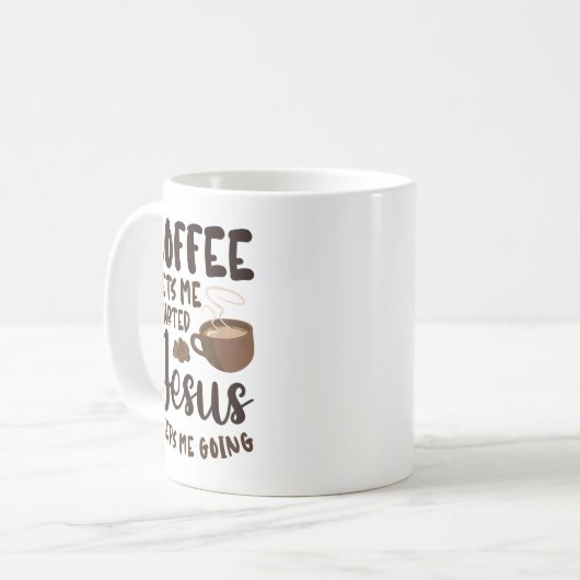 コーヒーは私を取得するイエスは私がカフィ保ーに行くのを開始した コーヒーマグカップ (正面左)