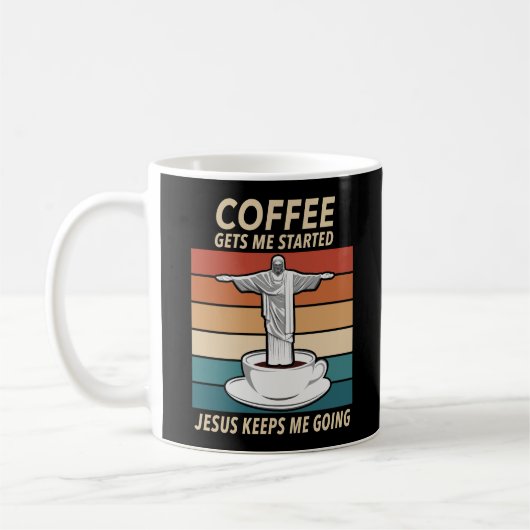 コーヒーは私を始め保るイエス様 コーヒーマグカップ (左)