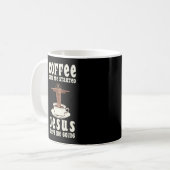 コーヒーは私を始め保るイエス様 コーヒーマグカップ (正面左)