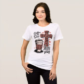 コーヒーは私を始め、イエス保は私を行く トライブレンドTシャツ (正面全面)