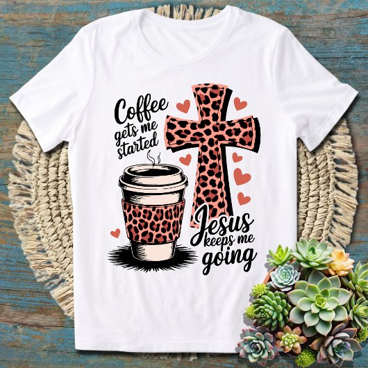 コーヒーは私を始め、イエス保は私を行く トライブレンドTシャツ