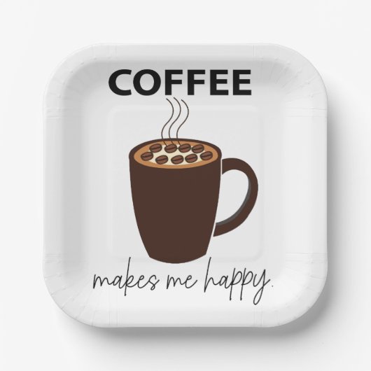 コーヒーは私を幸せなコーヒーパーティー ペーパープレート (正面)