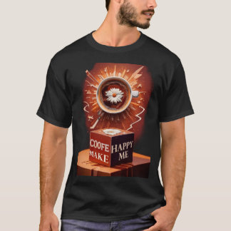 コーヒーは私を幸せなTシャツにする – カフおもしろいイン Tシャツ