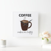 コーヒーは私を幸せにしてくれる コーヒー スクエア壁時計 (ホーム)