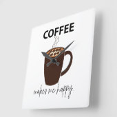 コーヒーは私を幸せにしてくれる コーヒー スクエア壁時計 (傾斜)