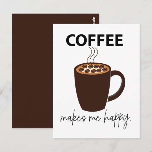 コーヒーは私を幸せにしてくれる コーヒー ポストカード (正面/裏面)