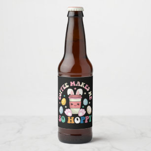 コーヒーは私を非常にホッピーなバニーラビットハッピーイースター ビールラベル