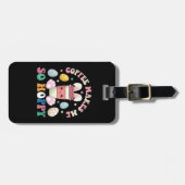 コーヒーは私を非常にホッピーなバニーラビットハッピーイースター ラゲッジタグ (正面横)