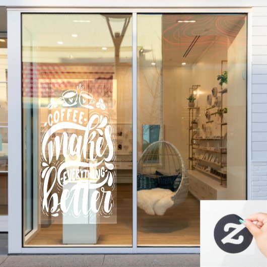 コーヒーは素朴な喫茶店で何でも良くする ウィンドウサイン (店舗窓)