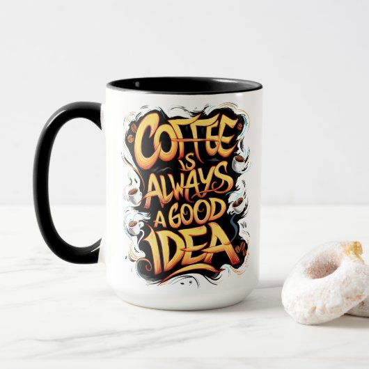 コーヒーは良い引用文 マグカップ (ドーナツ付き)