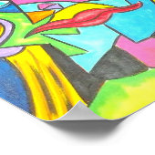 コーヒーは色彩の鮮やか抽象芸術 ポスター (角)