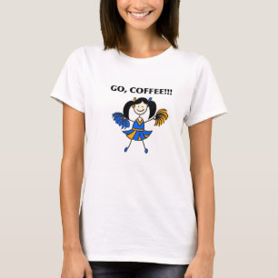 、コーヒーは行きます! チアリーダーのTシャツ(黒い髪) Tシャツ