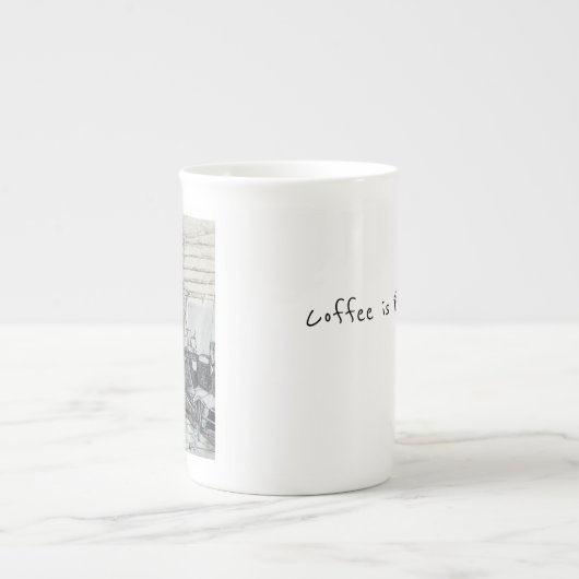 コーヒーは醸造マグ ボーンチャイナマグカップ (正面)