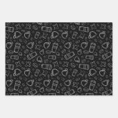 コーヒーは黒と白で星を使って作る ラッピングペーパーシート (正面)