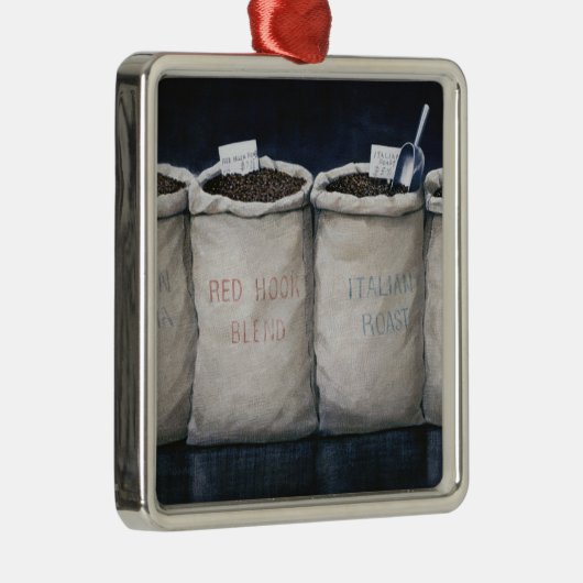 コーヒーは1990年を袋に入れます メタルオーナメント (右)