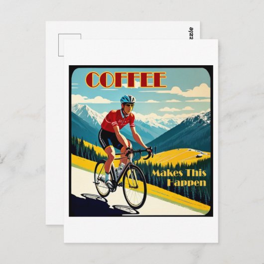 コーヒーは、これを起こすサイクリング ポストカード (正面/裏面)