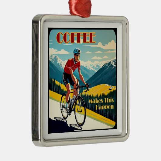 コーヒーは、これを起こすサイクリング メタルオーナメント (右)
