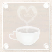 コーヒーは？ハート型の煙 ガラスコースター (裏面)