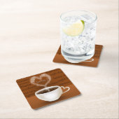 コーヒーは？ハート型の煙 スクエアペーパーコースター (インサイチュ)