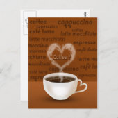 コーヒーは？ハート型の煙 ポストカード (正面/裏面)