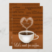 コーヒーは?ハート型の煙 招待状 (正面/裏面)