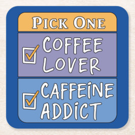 コーヒーまたはカフェイン スクエアペーパーコースター