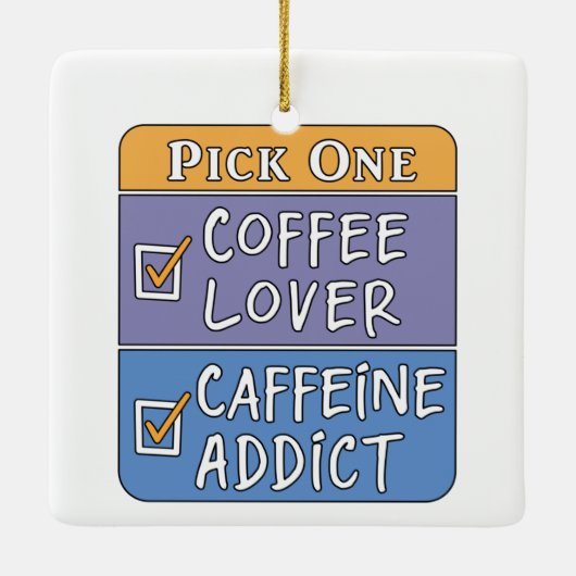 コーヒーまたはカフェイン セラミックオーナメント (裏面)
