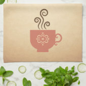 コーヒーまたはティーカップの熟成紙背景 キッチンタオル (折り畳み)