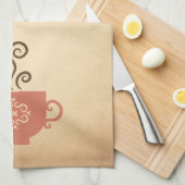 コーヒーまたはティーカップの熟成紙背景 キッチンタオル (四つ折り)