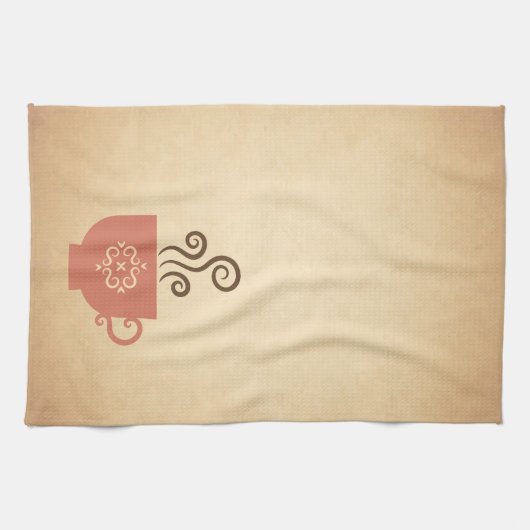 コーヒーまたはティーカップの熟成紙背景 キッチンタオル (横)