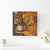 コーヒーまたは紅茶の壁時計 スクエア壁時計 (ホーム)