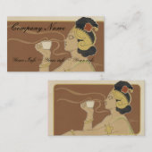 コーヒーまたは茶名刺-アールヌーボー 名刺 (正面/裏面)