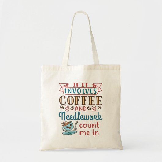 コーヒーもしとニードルワークを入れて頼む トートバッグ (正面)