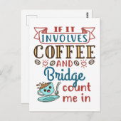 コーヒーもしとブリッジかわいいカードゲーム ポストカード (正面/裏面)